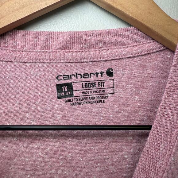 Carhartt Women's Loose Fit Classic Logo Long Sleeve Tee Light Pink Gold Size 1X - Picture 4 of 7